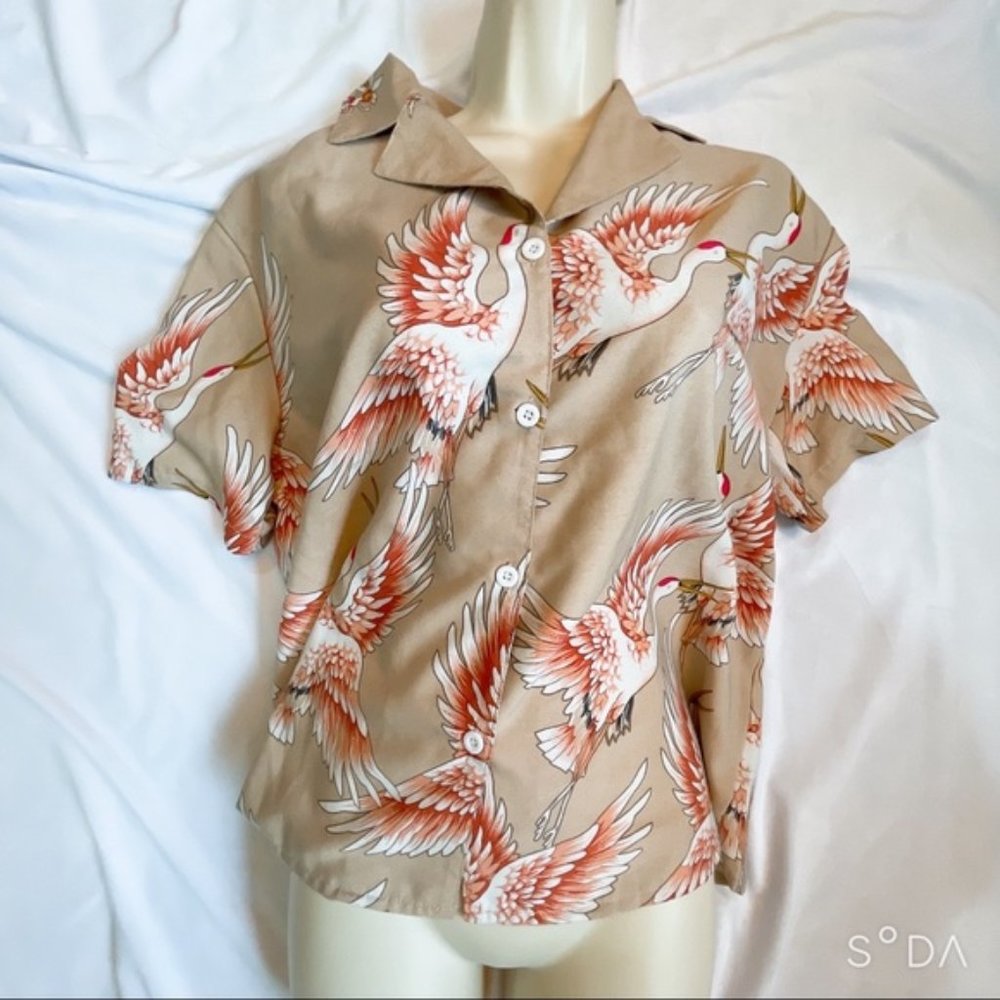 Dove Pattern Short Sleeve Shirt